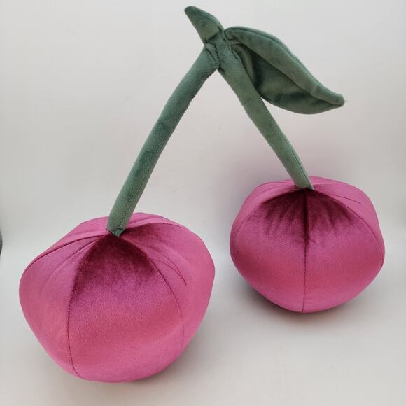 Target Velvet Cherries Throw Pillow Cherry Plush Kawaii Berry Room Essentials - Picture 1 of 4